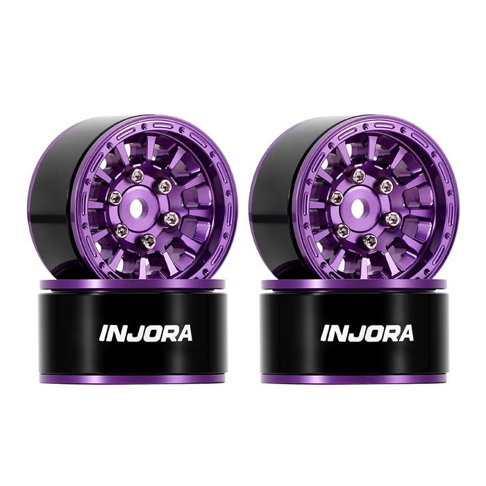 INJORA 4PCS 1.0" 28x15.4mm Beadlock Crawler Wheels 1/18 1/24 (Alu)
