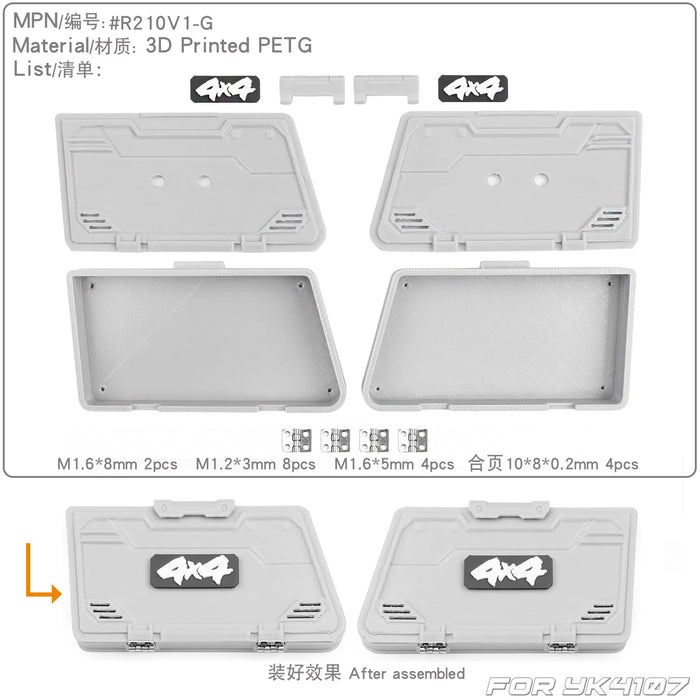 Coffre à outils de fenêtre latérale RCDream pour Yikong YK4107 Patrol 1/10