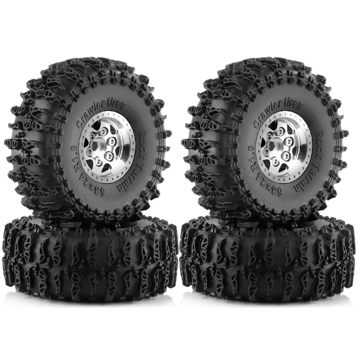 4PCS 1.0" 63x24mm 1/18 Crawler Beadlock Wheels Set (Metal, Rubber)