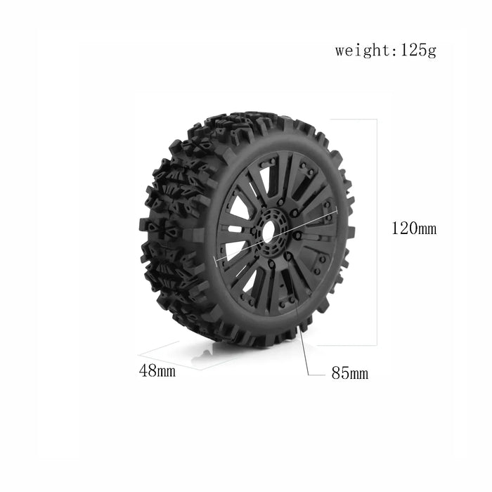4PCS 120x48mm 1/8 Buggy Wheels Set (Plastic, Rubber)