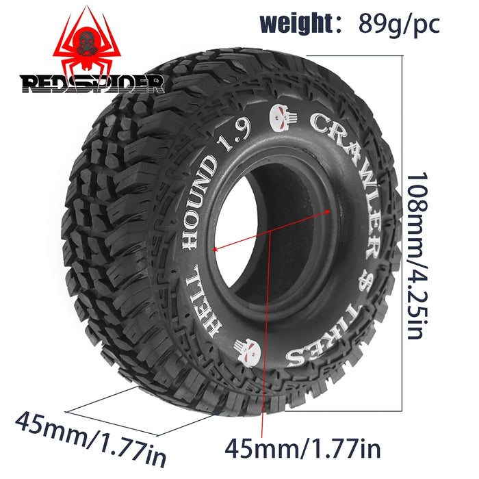 4PCS 1.9" 108x45mm 1/10 Crawler Beadlock Wheels Set (Rubber)