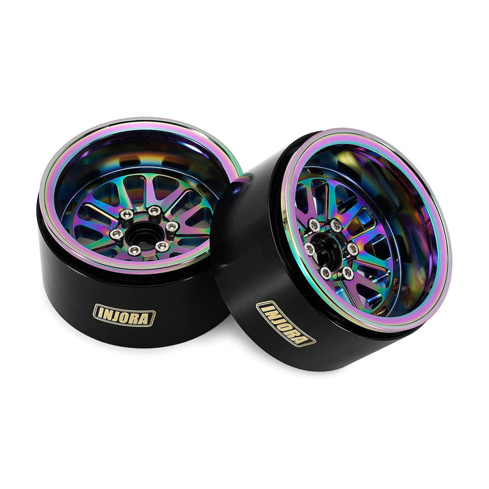 INJORA -10mm Offset 2.2" 61.5x35mm 1/10 Crawler Beadlock Wheel Rim (Brass and aluminum)