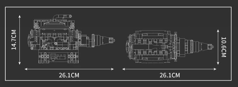 Mould King 10205 RR Vintage Car V12 Engine Building Blocks (733 Stukken)
