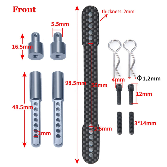 Front-/Heck-Karosseriepfostenhalterungen für Axial SCX10 II 1/10 (Metall und Kohlefaser)