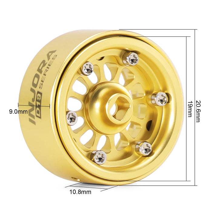 INJORA 4PCS 0.7" 19x10.8mm Beadlock Wheels Rims (Messing)