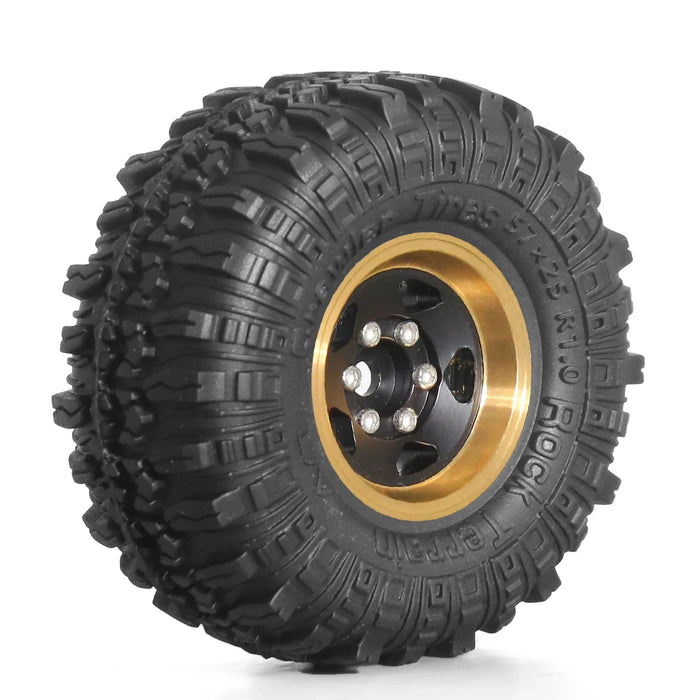 4PCS 1.0" 57x25mm 1/18 1/24 Crawler Beadlock Wheels Set (Metal, Rubber)