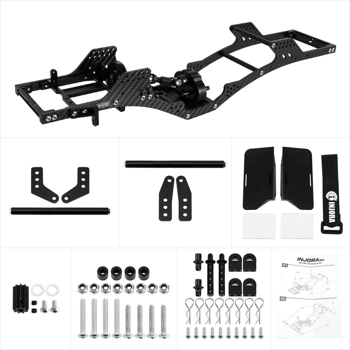Front Mounted Transmission LCG Carbon Fiber Chassis Kit 1/10 Crawlers (INC-10F)