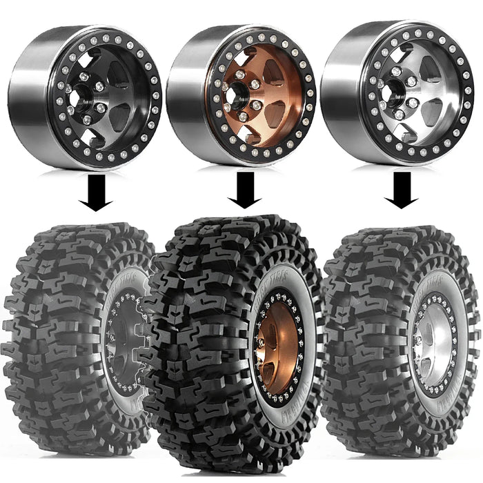 4PCS 1.9" 120x45mm 1/10 Crawler Beadlock Wheels Set (Metal, Rubber)