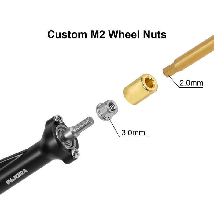 INJORA +3mm Planet Axles w/ Steering Knuckles for Axial SCX30 1/30