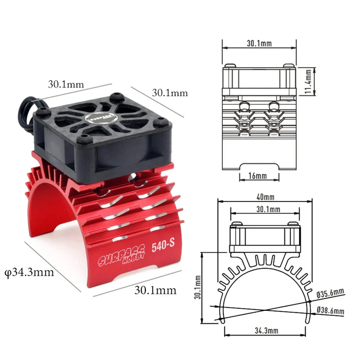 Surpass Hobby 540 Motor Heat Sink Cooling (Aluminium)