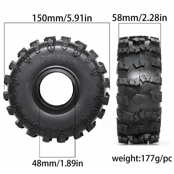 4PCS 2.2" 150x58mm 1/10 Crawler Tires (Rubber)