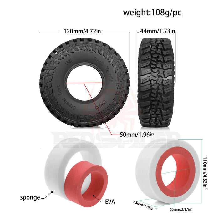 4PCS 1.9" 120x44mm Inserts en mousse 1/10 (Schuim)