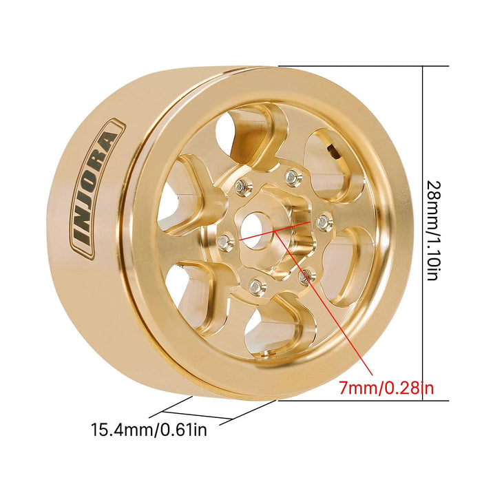 INJORA 1.0" 28x15.4mm 1/24 1/18 Crawler Beadlock Wheels (Brass)