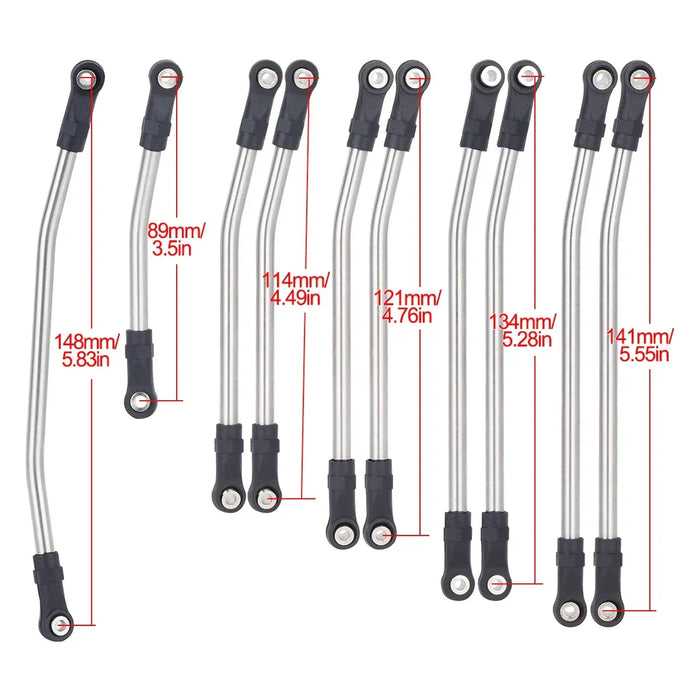 313/324mm Upper Lower Linkage Chassis Set for Axial SCX10 I, II 1/10 (Metaal)