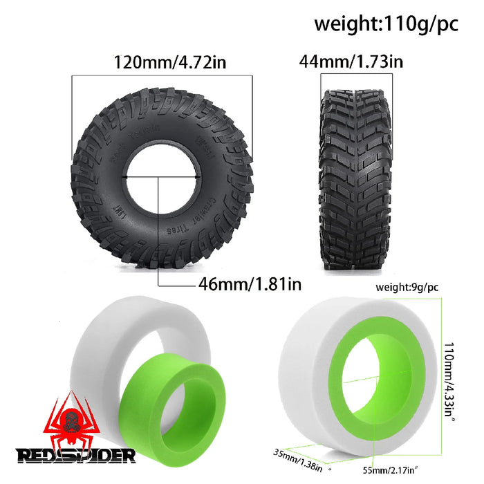 4PCS 1.9" 120x44mm Inserts en mousse 1/10 (Schuim)