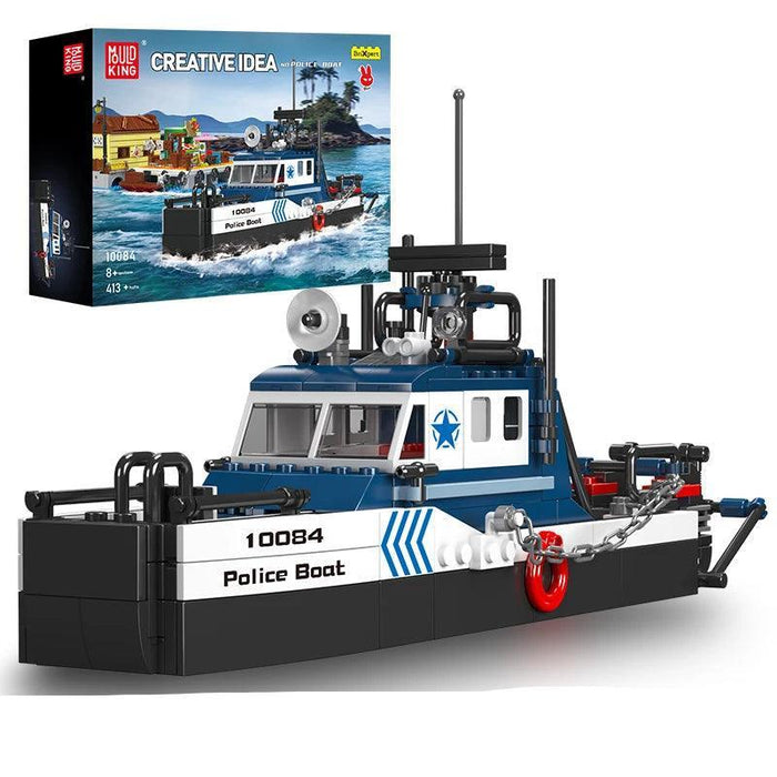 Mould King 10084 Police Boat Model (413 Pieces)