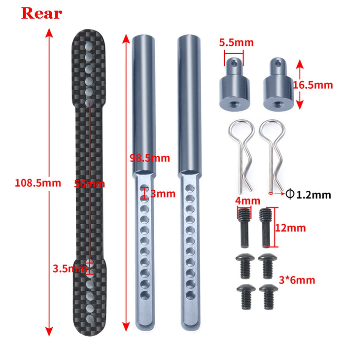 Front-/Heck-Karosseriepfostenhalterungen für Axial SCX10 II 1/10 (Metall und Kohlefaser)