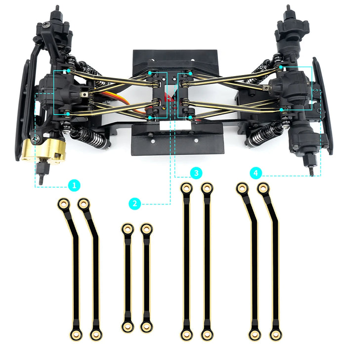 Vorderer hinterer oberer unterer Verbindungsstangen-Satz für Redcat Ascent 1/18 (Messing)