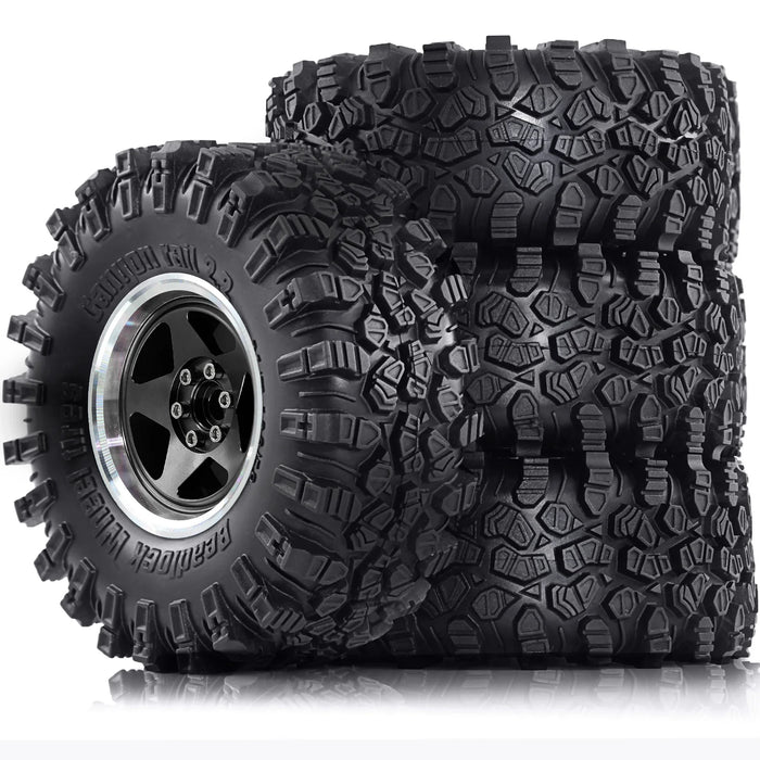 4PCS 2.2" 136x58mm 1/8 1/10 Crawler Beadlock Wheels Set (Metaal, Rubber)