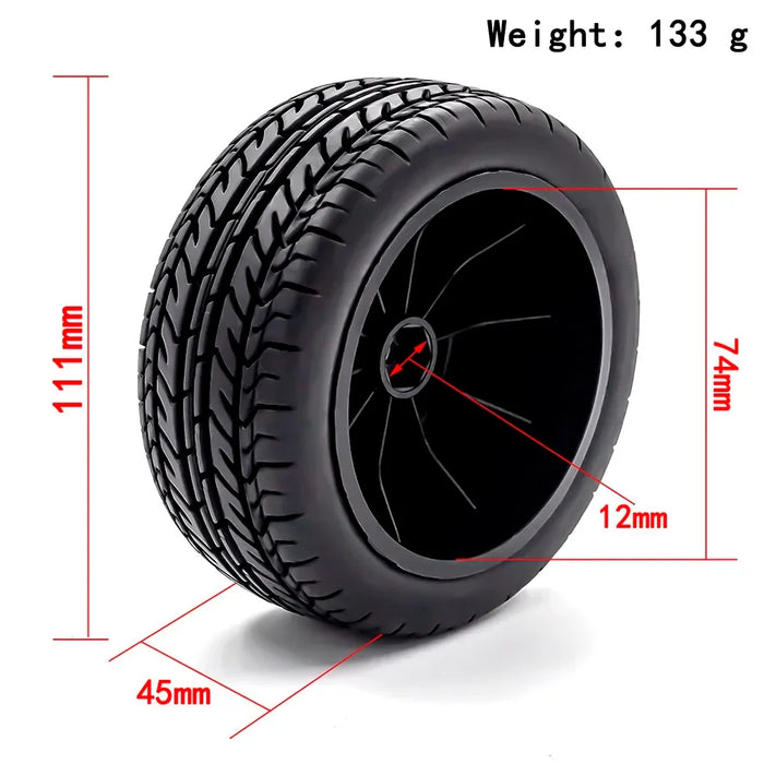 4PCS 112x45mm 1/10 Short Course Wheels Set (Plastic, Rubber)
