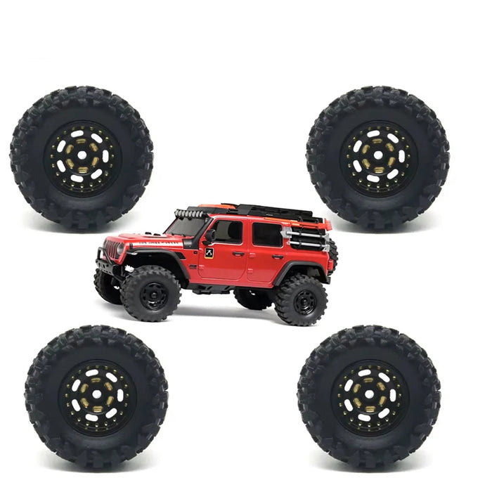 4PCS 0.7'' Wheel Set for Axial SCX30 1/30 (Messing, Rubber)