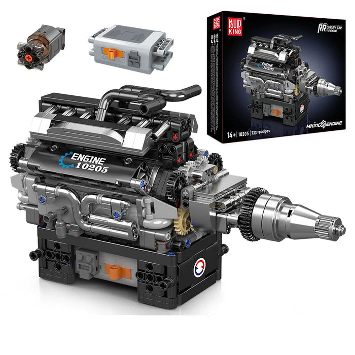 Mould King 10205 RR Vintage Car V12 Engine Building Blocks (733 Stukken)