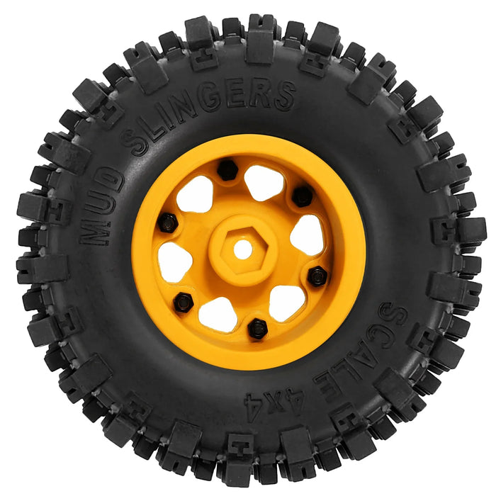 4PCS 2.2" 130x55mm 1/8 1/10 Crawler Beadlock Wheels Set (Plastic, Rubber)