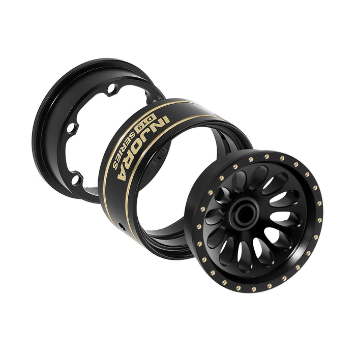 INJORA 4PCS 0.7" 19x10.7mm D19 Ripple Black Coating Beadlock Wheels 1/30