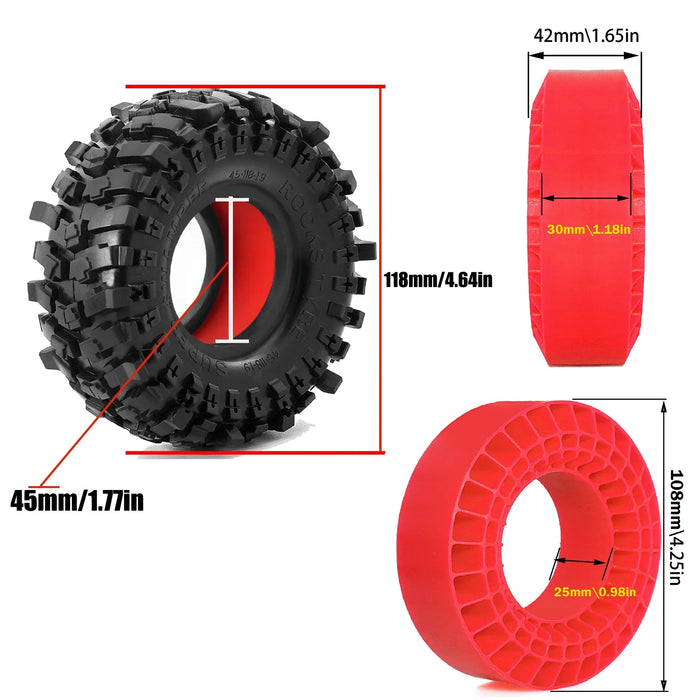 4PCS 1.9" 118x45mm 1/10 Crawler Tires (Rubber)