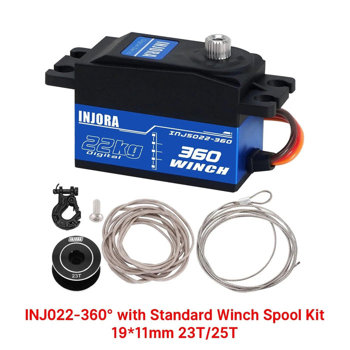 INJORA INJS022-360 22KG 360° Treuil à Profil Bas Brossé avec Bobine Servo