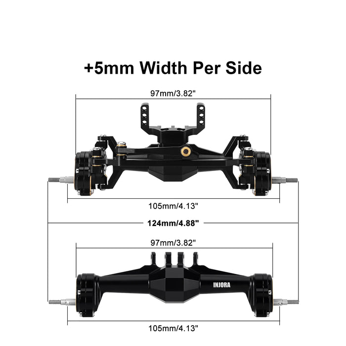 INJORA +5mm Diamond Portal Axles w/ Steering Knuckles & Covers for Traxxas TRX4M 1/18
