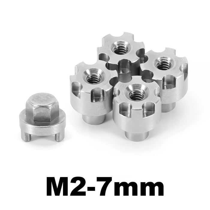 4PCS INJORA M2 Wheel Nuts 6/7/8.5mm for Axial SCX24 AX24 1/24 (RVS)