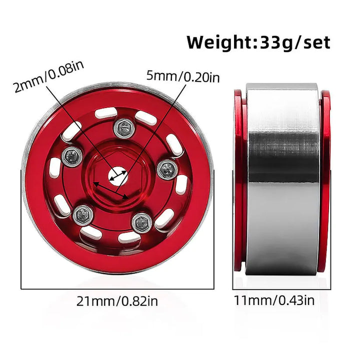 4PCS 0.7'' Negative Offset Wheel Rims for Axial SCX30 1/30 (Metaal)