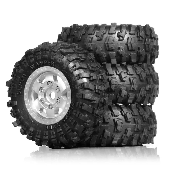 4PCS 1.0" 51x20mm 1/18 1/24 Crawler Beadlock Wheels Set (Metal, Rubber)