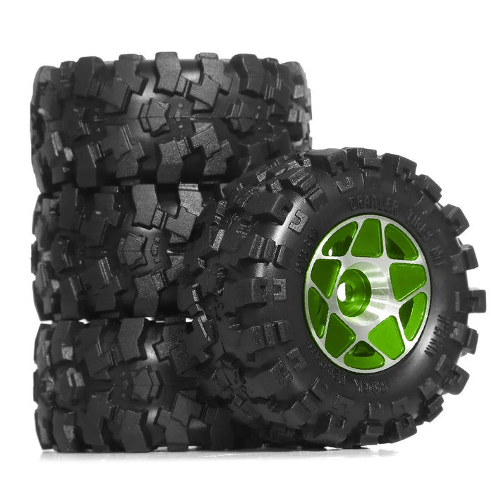 4PCS 1.0" 57x25mm 1/18 1/24 Crawler Wheels Set (Metal, Rubber)
