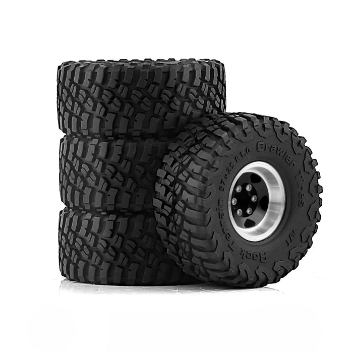 4PCS 1.0" 57x25mm 1/24 1/18 Crawler Beadlock Wheels Set (Metal, Rubber)