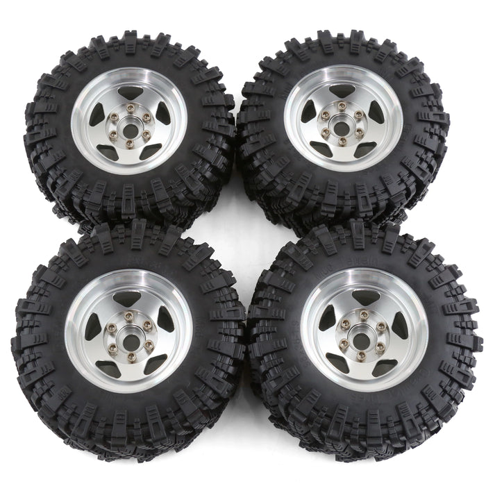 4PCS 1.9" 98x36mm 1/10 Crawler Beadlock Wheels Set (Metal, Rubber)