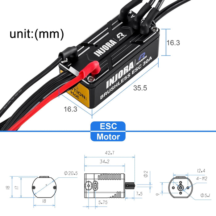 INJORA Roverin M30 G2 FOC Sensored Brushless ESC & Motor Combo (4800KV)
