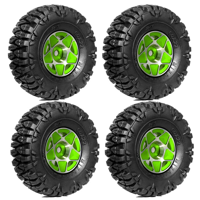 4PCS 1.0" 60x22mm 1/24 1/18 Crawler Beadlock Wheels Set (Metal, Rubber)