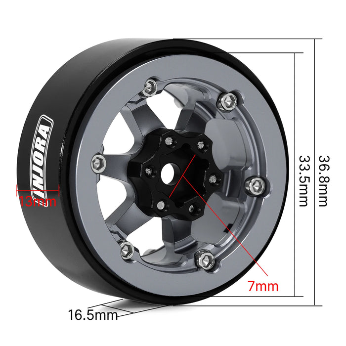 4PCS -5.25mm Offset 1.3" 33.5x16.5mm Beadlock Wheels 1/24 1/18 Crawler (Alu)