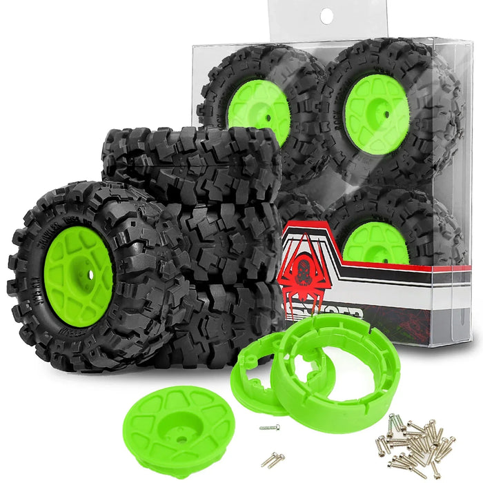 4PCS 1.0" 57x25mm 1/24 Crawler Beadlock Wheels Set (Plastic, Rubber)