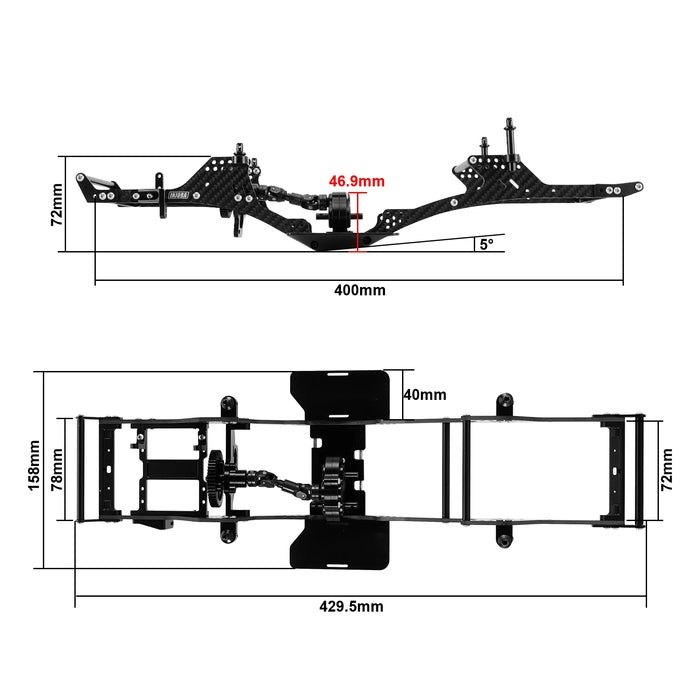 Front Mounted Transmission LCG Carbon Fiber Chassis Kit 1/10 Crawlers (INC-10F)