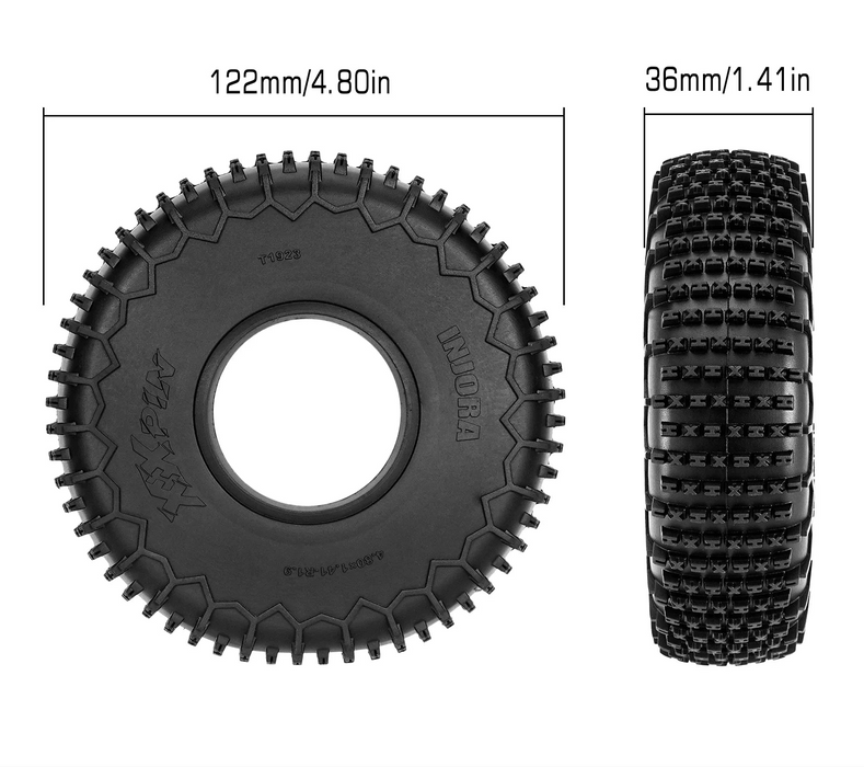 INJORA S5 122x36mm 1.9" XHX Pin Pneus pour Crawler 1/10