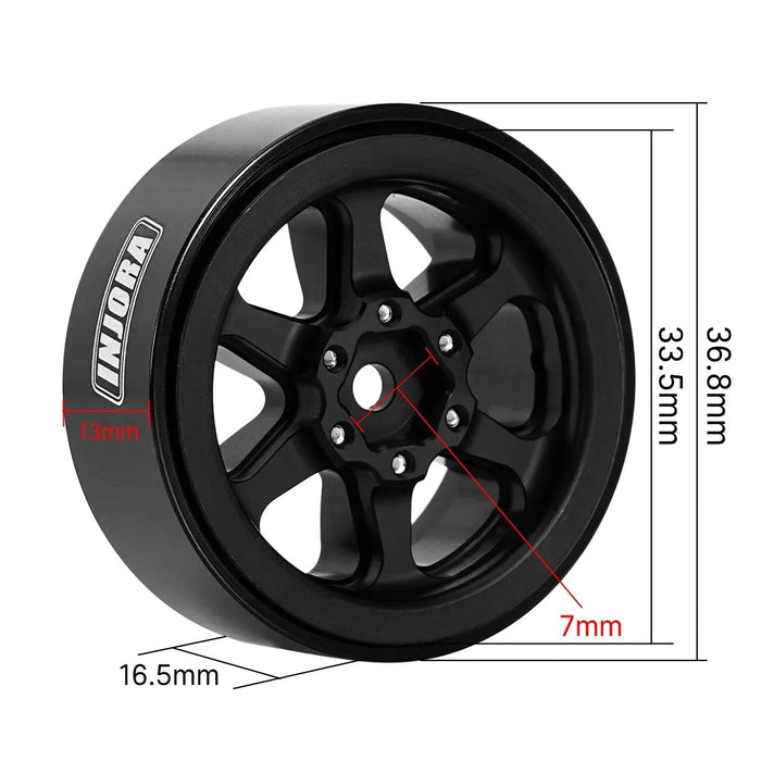 INJORA -4.05mm Negative Offset 1.3" 33.5x16.5mm 1/24 1/18 Crawler Beadlock Wheels (Aluminium)