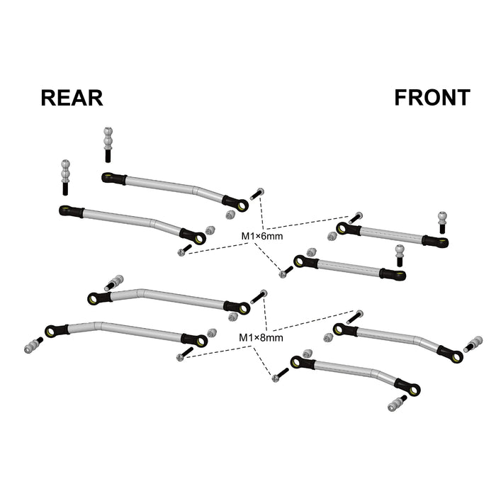INJORA High Clearance Chassis Links & Steering Links Set for Axial SCX30 1/30 (RVS)