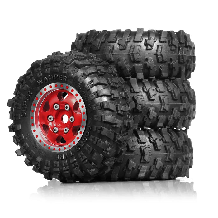 4PCS 1.0" 51x20mm 1/18 1/24 Crawler Beadlock Wheels Set (Metal, Rubber)