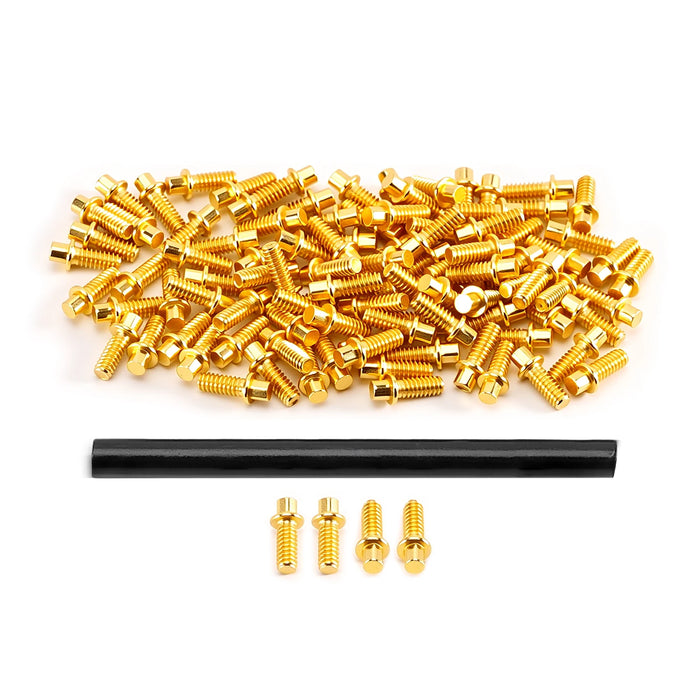 INJORA 100PCS 1.3" Wheels M1.6 Beadlock Screws (Black, Gold)