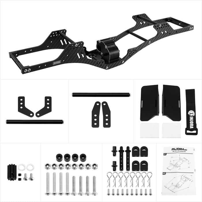 LCG Carbon Fiber Chassis Kit with Center Transmission 1/10 Crawlers (INC-10C)