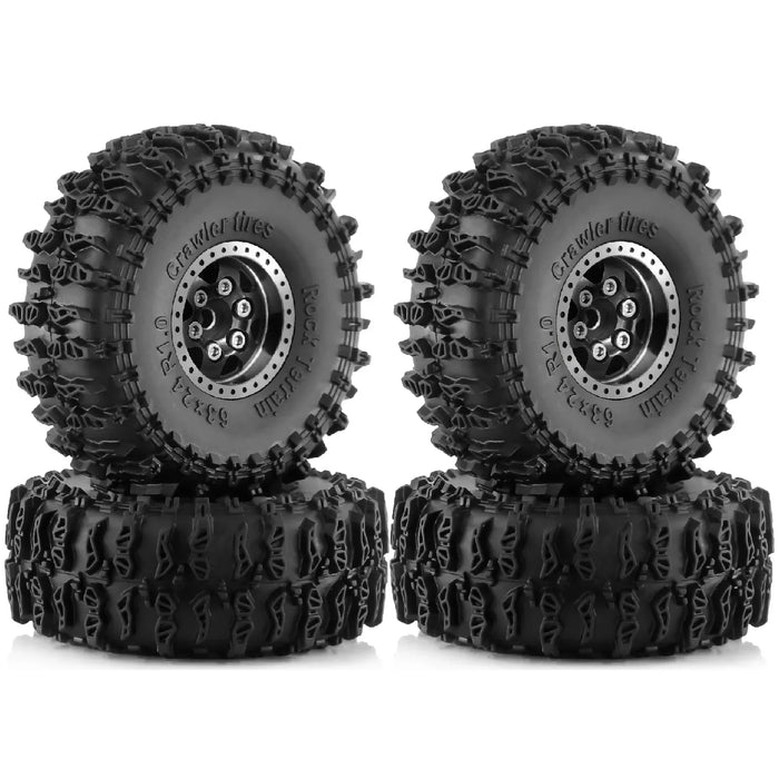 4PCS 1.0" 63x24mm 1/18 Crawler Beadlock Wheels Set (Metal, Rubber)