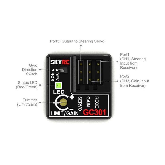 SkyRC GC301 Gyro for RC Cars (w/ remote gain fonction)